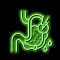 leaks in gastrointestinal system neon glow icon illustration