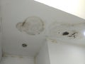 Leaks in the roof caused by rainwater seeping in