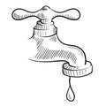 Leaky faucet sketch Royalty Free Stock Photo