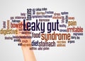 Leaky gut syndrome word cloud and hand with marker concept