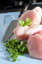 Lean chicken pieces with chopped parsley Royalty Free Stock Photo