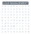 Lean Management vector line icons set. Lean, Management, Efficiency, Process, Waste, Kaizen, Six illustration outline Royalty Free Stock Photo