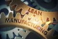 Lean Manufacturing Concept. Golden Gears. 3D Illustration.