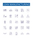 Lean manufacturing line icons signs set. Design collection of Six Sigma, Lean, Kaizen, JIT, TPS, Kanban, 5S, Visual