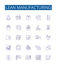 Lean manufacturing line icons signs set. Design collection of Six Sigma, Lean, Kaizen, JIT, TPS, Kanban, 5S, Visual