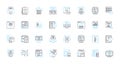 Lean programming linear icons set. Efficiency, Optimization, Streamlining, Kaizen, Minimalism, Agility, Continuous line Royalty Free Stock Photo