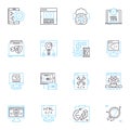 Lean programming linear icons set. Efficiency, Optimization, Streamlining, Kaizen, Minimalism, Agility, Continuous line Royalty Free Stock Photo