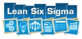 Lean Six Sigma Business Symbols Blue Squares Stripes