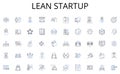 Lean startup line icons collection. Innovation, Disruption, Solutions, Automation, Integration, Transformation