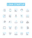 Lean startup vector line icons set. Lean, Startup, Iterate, MVP, Agile, KPI, Prototype illustration outline concept Royalty Free Stock Photo