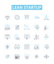 Lean startup vector line icons set. Lean, Startup, Iterate, MVP, Agile, KPI, Prototype illustration outline concept