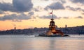 Leanders tower at dusk. Istanbul Royalty Free Stock Photo