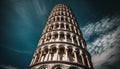 Leaning basilica, ancient miracle, Gothic architecture, Italian culture, national landmark generated by AI