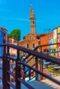 The Leaning Bell Tower in the island of Burano, Venice in the island of Burano, Venice