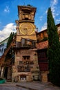 The leaning clock tower of Rezo Gabriadze Puppet Theatre, Tbilisi, Georgia.