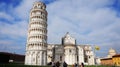 Leaning Tower and Cathedral of Santa Maria Assunta in Piazza dei Miracoli also known as Piazza del Duomo with tourists Pisa Italy