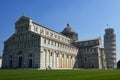 Leaning Tower and Cathedral of Santa Maria Assunta in Piazza dei Miracoli also known as Piazza del Duomo with tourists, Pisa Italy