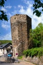 The leaning tower is a tower of the medieval city wall of Dausenau by thr Lahn river Royalty Free Stock Photo