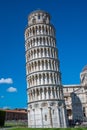 Leaning tower of Pisa on a bright summer day
