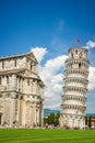 Leaning tower of Pisa and the cathedral Duomo in Pisa, Tuscany Italy Royalty Free Stock Photo