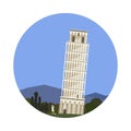 Leaning Tower of Pisa icon isolated on white background. Royalty Free Stock Photo