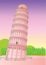 Leaning Tower of Pisa Italy. illustration