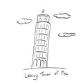 Leaning tower of pisa Italy illustration vector hand drawn isolated on white background line art Royalty Free Stock Photo