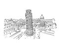 Leaning tower of Pisa, Italy. Sketch for your design