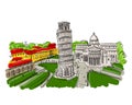 Leaning tower of Pisa, Italy. Sketch for your design Royalty Free Stock Photo