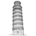 Leaning tower of Pisa in Italy vector illustration sketch doodle hand drawn with black lines isolated on white background Royalty Free Stock Photo