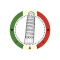 Leaning tower of pisa label. Vector illustration decorative design