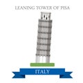 Leaning Tower Pisa Rome Italy flat vector attraction landmark