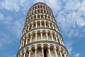 The leaning tower of Pisa seen from below with the clouds above Royalty Free Stock Photo