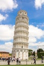 Pisa, Italy - May 24, 2018: Leaning Tower of Pisa Torre pendente di Pisa in Piazza dei Miracoli Square of Miracles