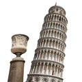 Leaning Tower of Pisa isolated on white Background - Tuscany Italy Royalty Free Stock Photo