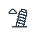 leaning tower of pisa vector icon. leaning tower of pisa editable stroke. leaning tower of pisa linear symbol for use on web and