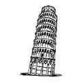 Leaning tower of pisa - vector illustration sketch hand drawn Royalty Free Stock Photo