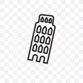 Leaning Tower of Pisa vector linear icon isolated on transparent background, Leaning Tower of Pisa transparency concept can be use