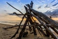 Leanto on a Lake Huron Beach as the Sun Sets