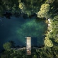 Leap of Adventure: Aerial View of a Springboard at a Scenic Natural Lake