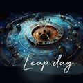 Leap day background with vintage clock on space background Royalty Free Stock Photo