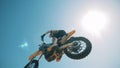Leap and flight of a rider on his autobike