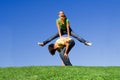 Leap frog happy Royalty Free Stock Photo