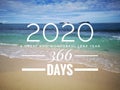 2020 a leap year with additional one day on February 29th and 366 days in lunar calendar with ocean background.