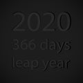 Leap year 2020 black gray, illustration