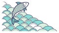 Leaping Fish on Dynamic Wave Pattern Vector, vector design Generative AI Royalty Free Stock Photo