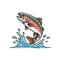 (Leaping Trout Splashing from Water. Dynamic artwork of a vibrant freshwater Royalty Free Stock Photo
