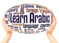 Learn Arabic word cloud hand sphere concept