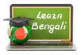 Learn Bengali concept with laptop blackboard, graduation cap