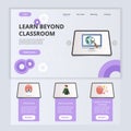 Learn beyond classroom flat landing page website template. Open mind, articulation, computational thinking. Web banner